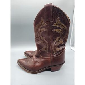Justin Boots Women's Size 6.5B Brown Leather Embroidered Western‎ Cowgirl L4857